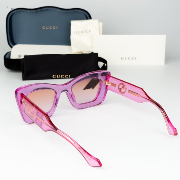 Gucci Women Sunglasses Trans Pink Orange Violet Grad Butterfly GG1552S 003 NEW - Picture 9 of 12